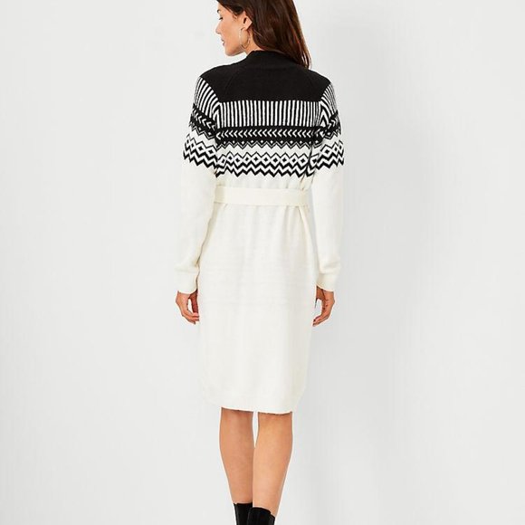 Ann Taylor Fair Isle Belted Sweater Dress New - Picture 2 of 5